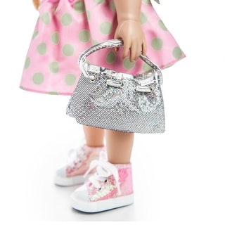 Silver Glitter Slip On Shoes 18 in Doll Clothes Fits American Girl