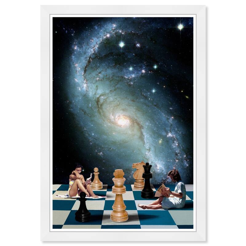 Wynwood Studio Prints Astronomy and Space Playing the Game Blue and Dark Blue Bohemian & Eclectic Wall Art Canvas Print