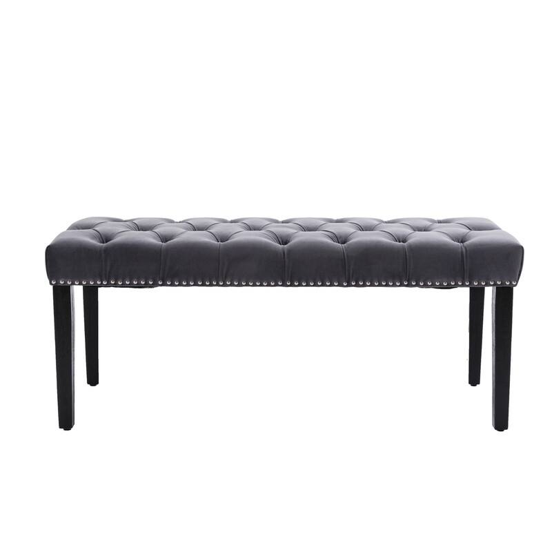 Tufted Velvet Bench Ottoman - Versatile Seating and Footrest for Living Room, Entryway, and Bedroom