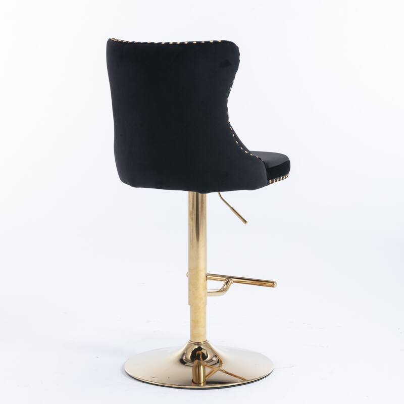 Set of 2 Swivel Velvet Barstools with Adjustable Height 25-33 Inches