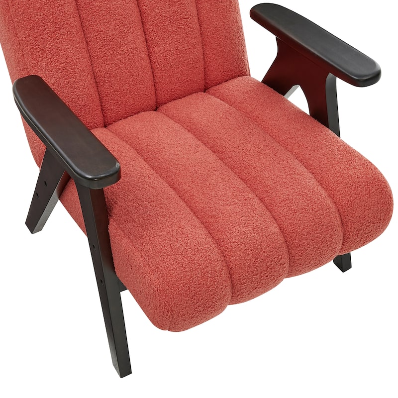 Roundhill Furniture Rella Modern Teddy Sherpa Fabric Accent Chair with Espresso Wood Frame