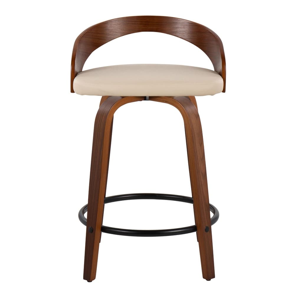 Carson Carrington Stavanger 24" Fixed-Height Counter Stool with Bent Wood Legs & Round Footrest (Set of 2)