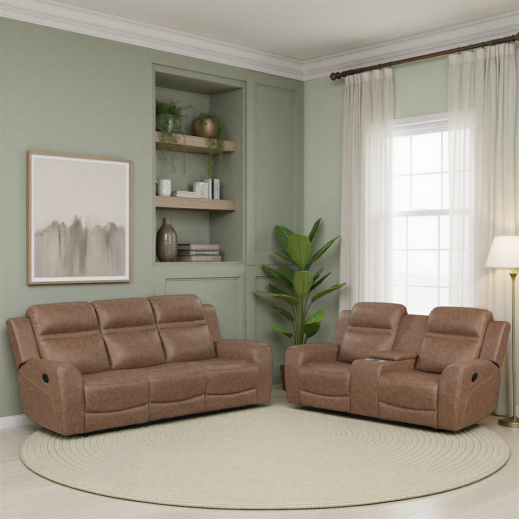 Elara Microfiber 2-Piece Manual Reclining Living Room Sofa Sets
