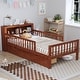 preview thumbnail 2 of 4, Twin Size Platform Bed with Storage Headboard, Two Drawers, Guardrails