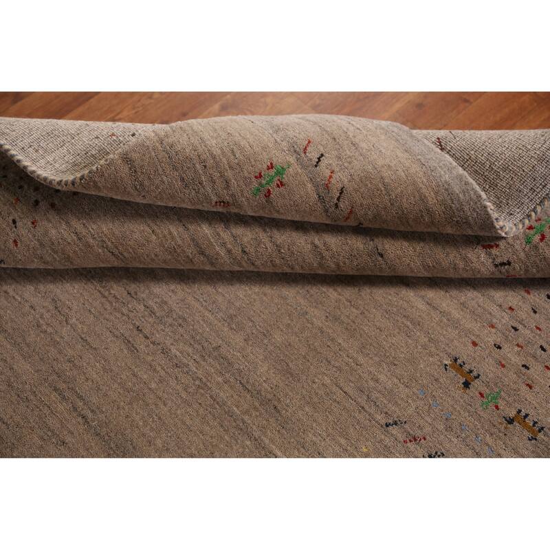 Tribal Gabbeh Indian Rug Hand-Knotted Beige Wool Carpet - 5'2" x 7'9"
