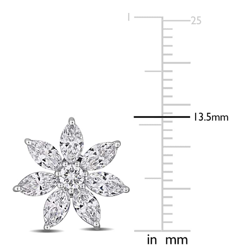 Miadora 2 1/5ct TW Lab-Grown Diamond Flower Stud Earrings 14k White Gold