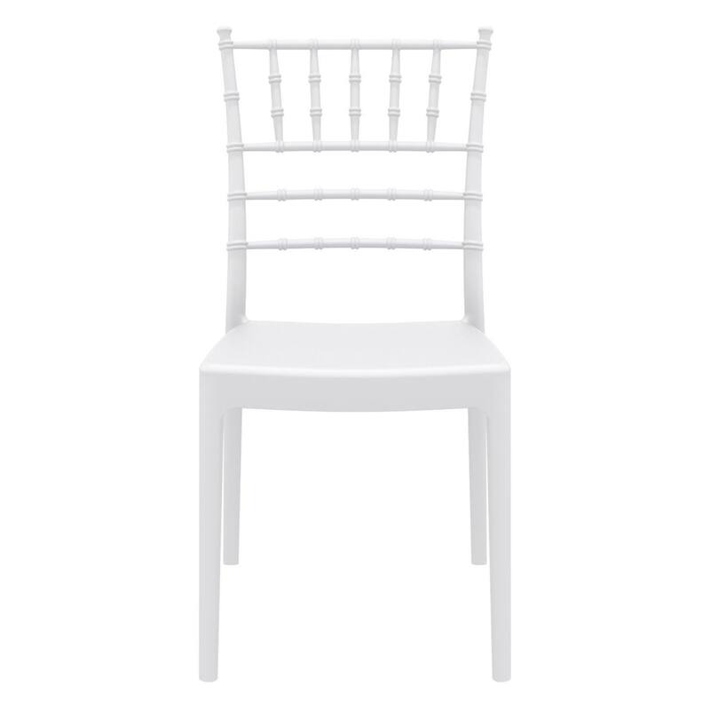 36" White Stackable Outdoor Patio Armless Dining Chair