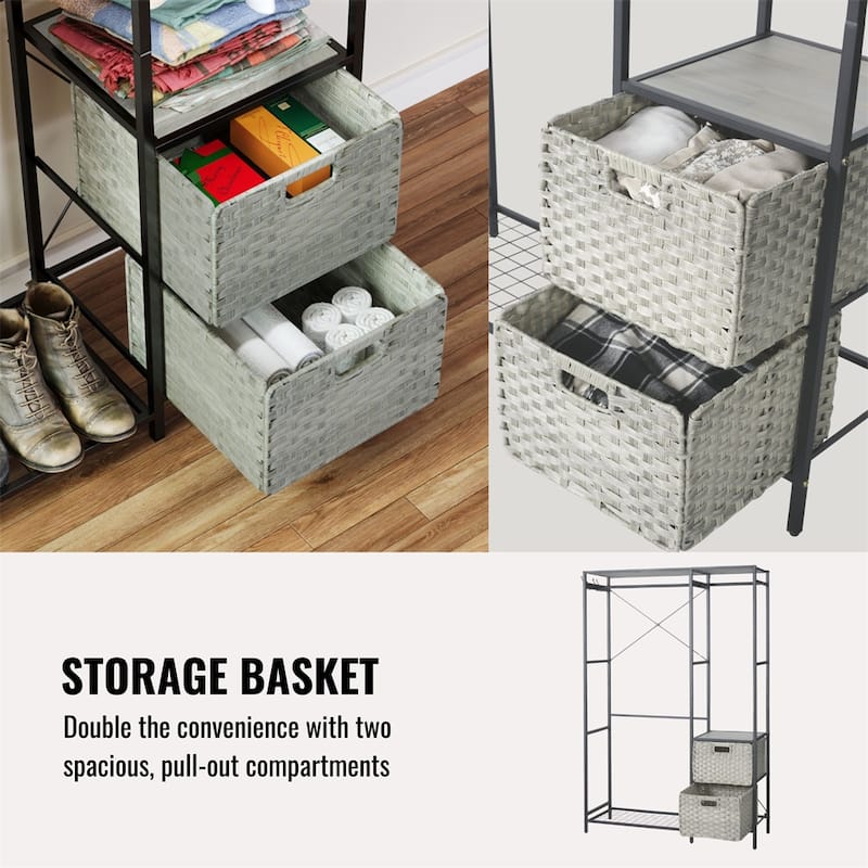 Acacia Wood Garment Racks,with Shelves,Heavy Duty Closet Organizer