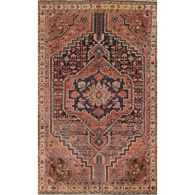 Hamedan Antique Persian Accent Rug Handmade Wool Carpet - 3'4"x 5'10"