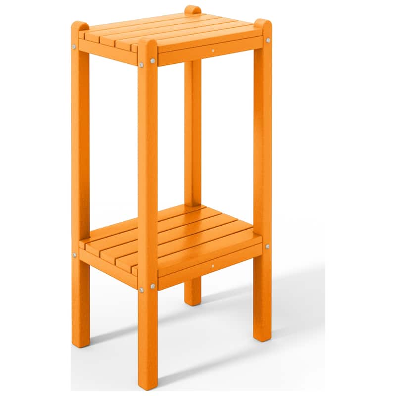 Polytrends Laguna Hdpe All Weather Outdoor Patio Two Shelf Square Table