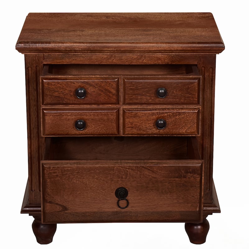 26 Inch Handcrafted Nightstand,Black Powder Coated Knobs
