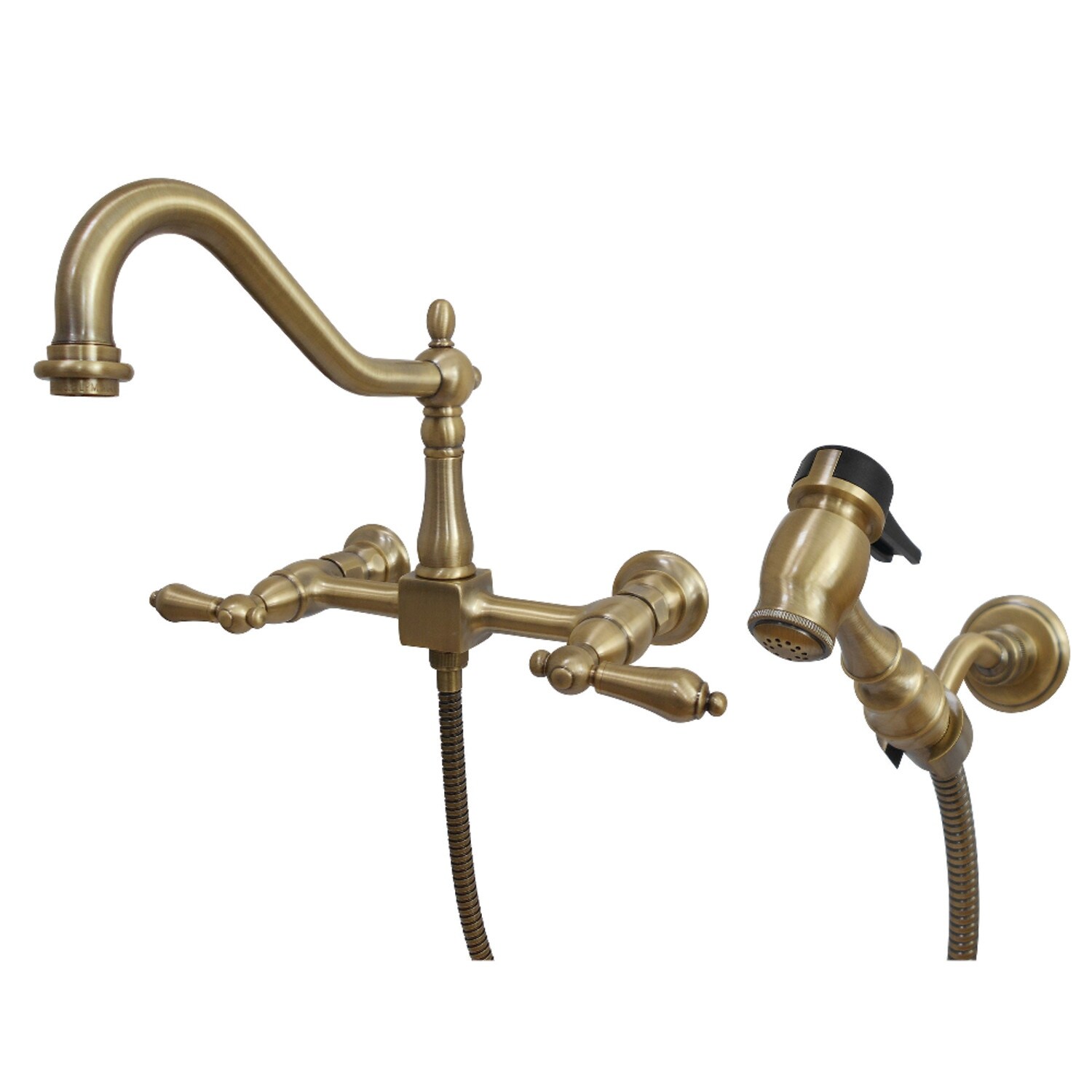 Heritage Two-Handle Wall Mount Bridge Kitchen Faucet with ...