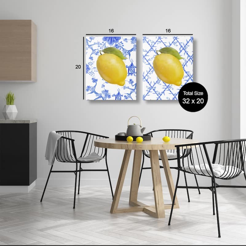 Stupell Classic Chinoiserie Lemons Canvas Wall Art Design By Matthew Piotrowicz (Set of 2)