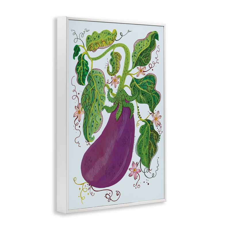 Stupell Whimsical Detail Eggplant Framed Giclee Art Design By Kay Widdowson