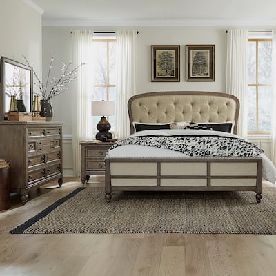 Americana Farmhouse Shelter Bed, Dresser, Mirror, and Nightstand Bedroom Set