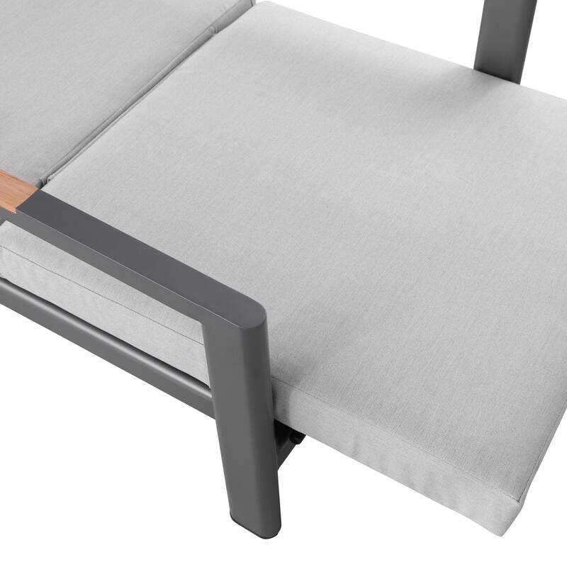 Arlo Teak & Wicker Aluminum Dual-Use Outdoor Chaise Lounge (Set of 2)