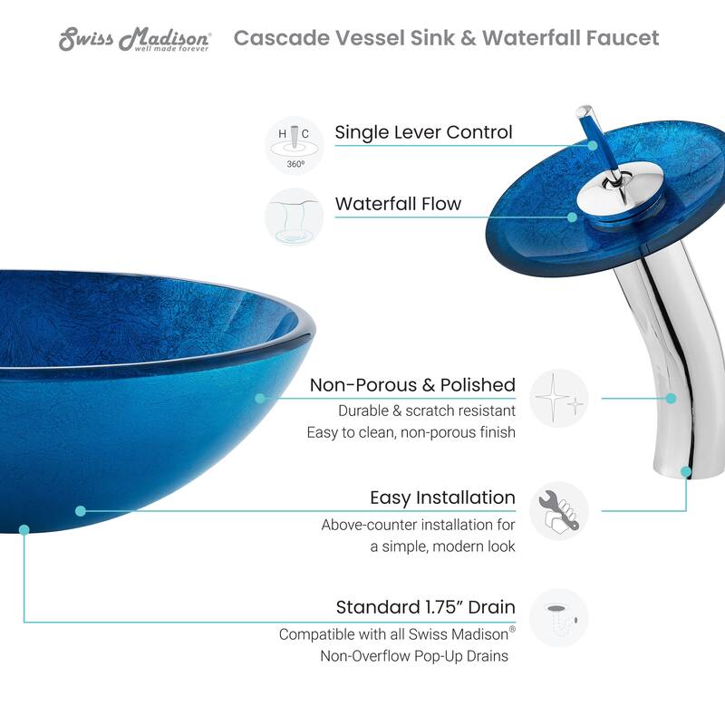 Cascade 16.5 Glass Vessel Sink with Faucet