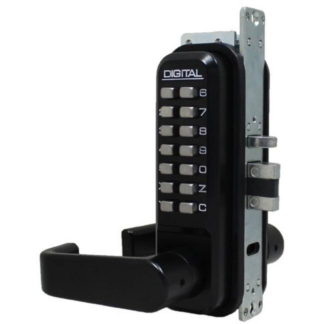 Lockey Mechanical Keyless Narrow Stile Lever Lock - Jet Black