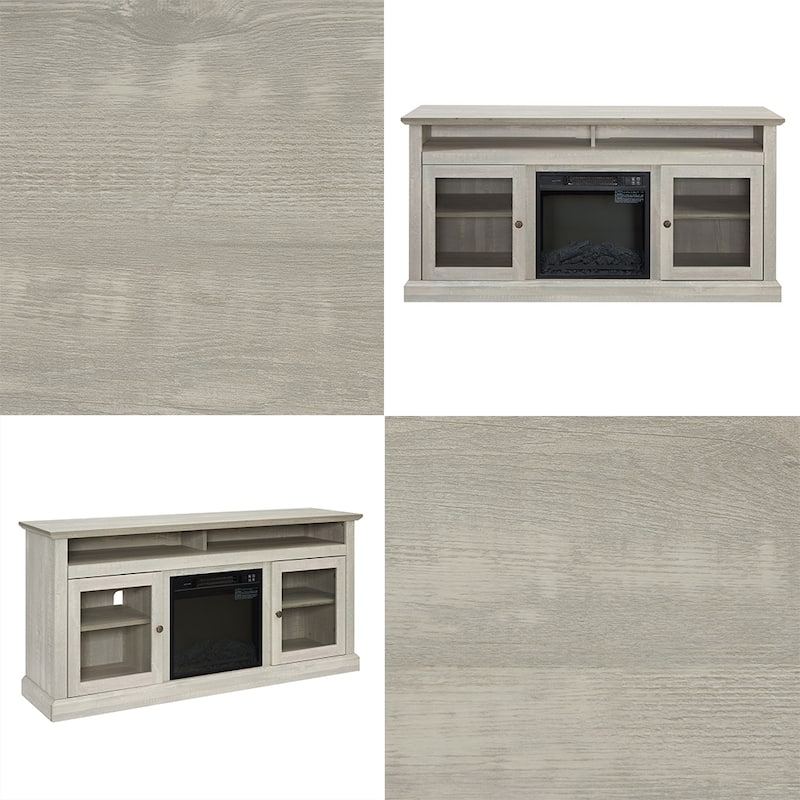 60"W Retro Electric Fireplace TV Stand, Adjustable Shelves&Cabinets - 60"W*15.75"D*29"H
