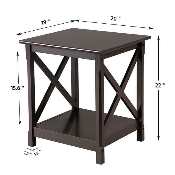 Yaheetech X Design Wood Coffee Side End Table with Storage Shelf - On ...