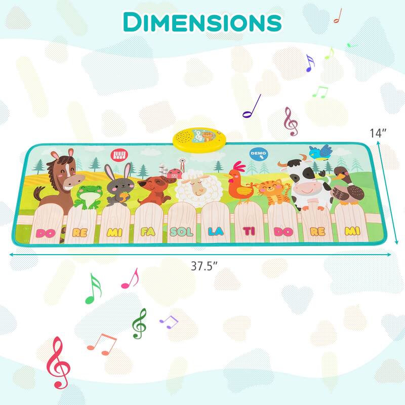 Costway Floor Piano Mat for Toddlers Baby Musical Touch Dancing - Multi-color - See Details