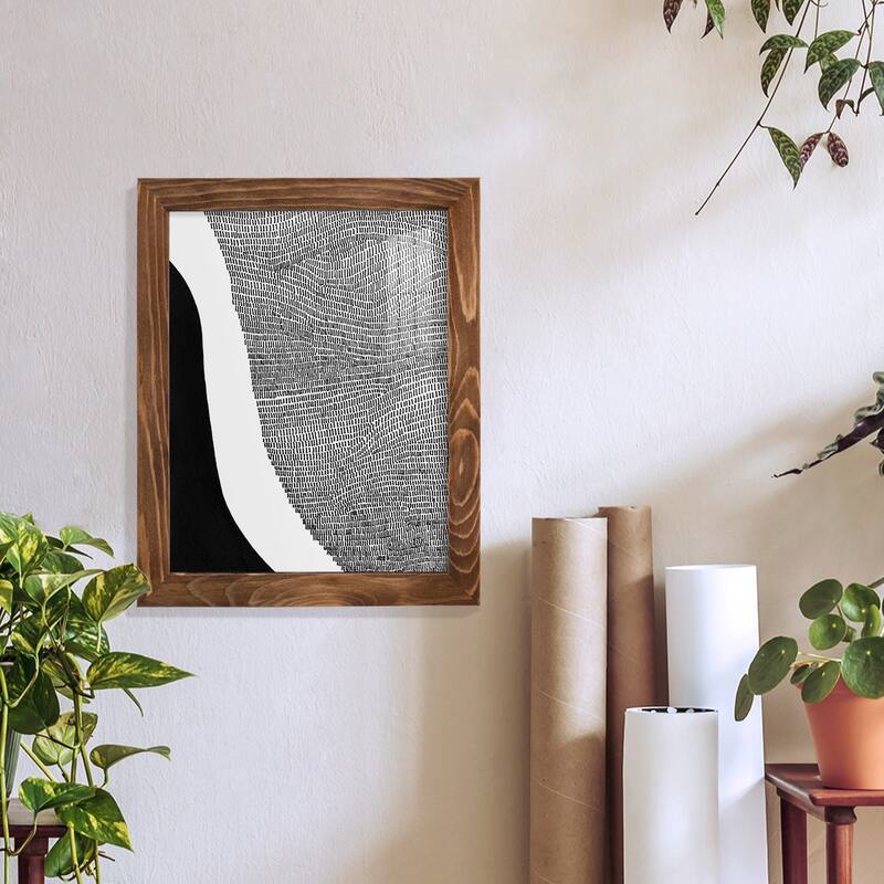 Black & White Abstract I -Framed Print w/glass-Cherry Red