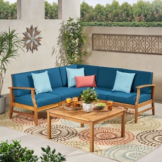 Perla Acacia Outdoor 5-seat Sectional Set by Christopher Knight Home