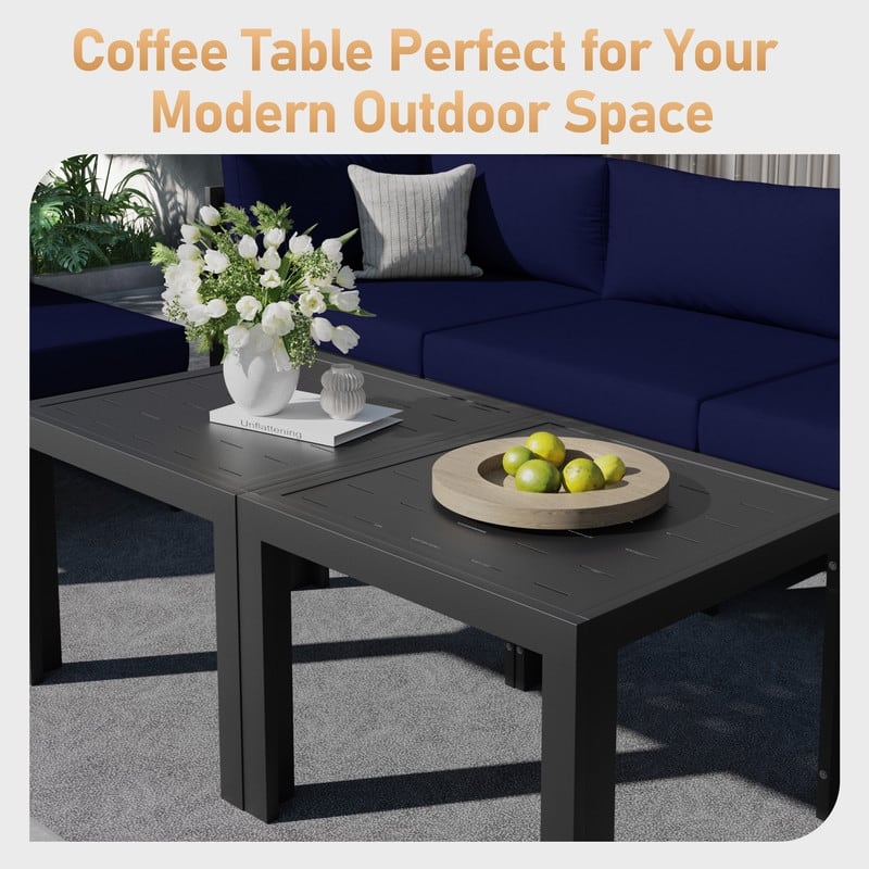 FINCATI Aluminum Patio Furniture Set Outdoor Conversation Sofa with Table - 8 Pieces