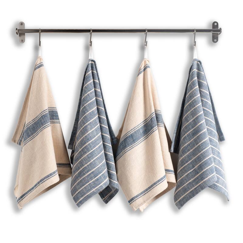 KAF Home Monaco Natural Rustic Slubbed Kitchen Towels, 18" x 28" - Set of 4 - 18" x 28"