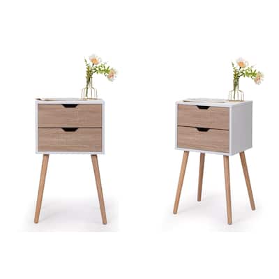 Nightstand with 2 Drawers Set of 2