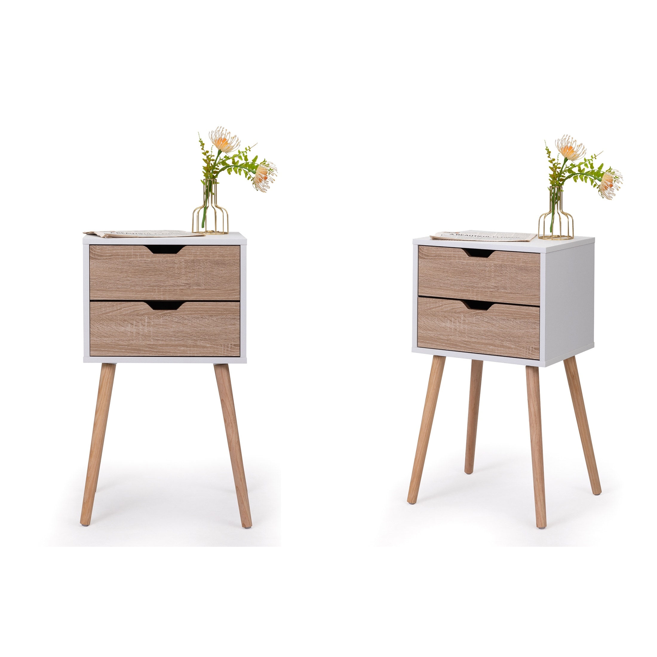 Nightstand with 2 Drawers Set of 2