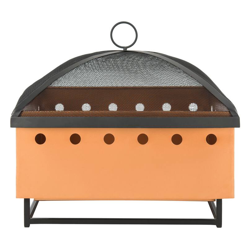 SAFAVIEH Garda Copper/ Black Square Fire Pit - 21" x 20.8" x 19.3" - 21Wx21Dx19H
