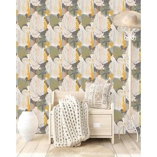 Abstract Leaves Wallpaper Peel and Stick and Prepasted - Bed Bath ...