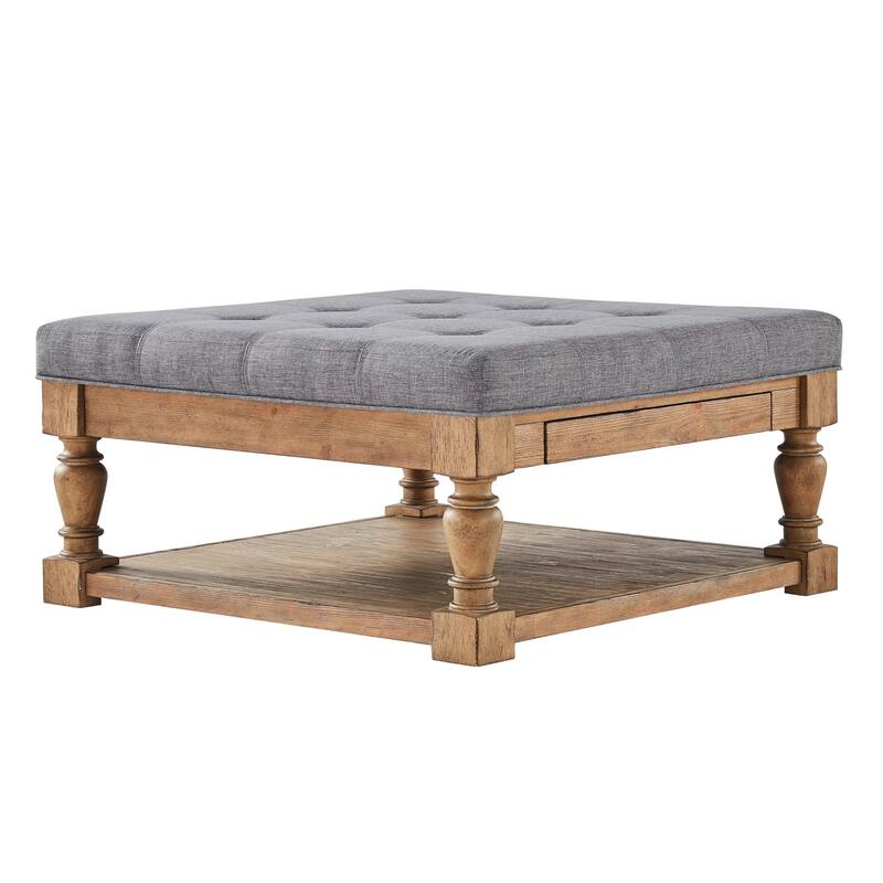Lennon Baluster Storage Tufted Ottoman Table by iNSPIRE Q Artisan