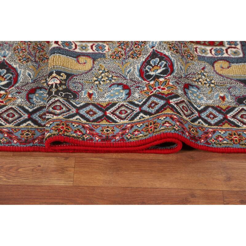 Floral Red Kashan Turkish Rug Machine-Made Oriental Carpet - 9'7" x 13'1"