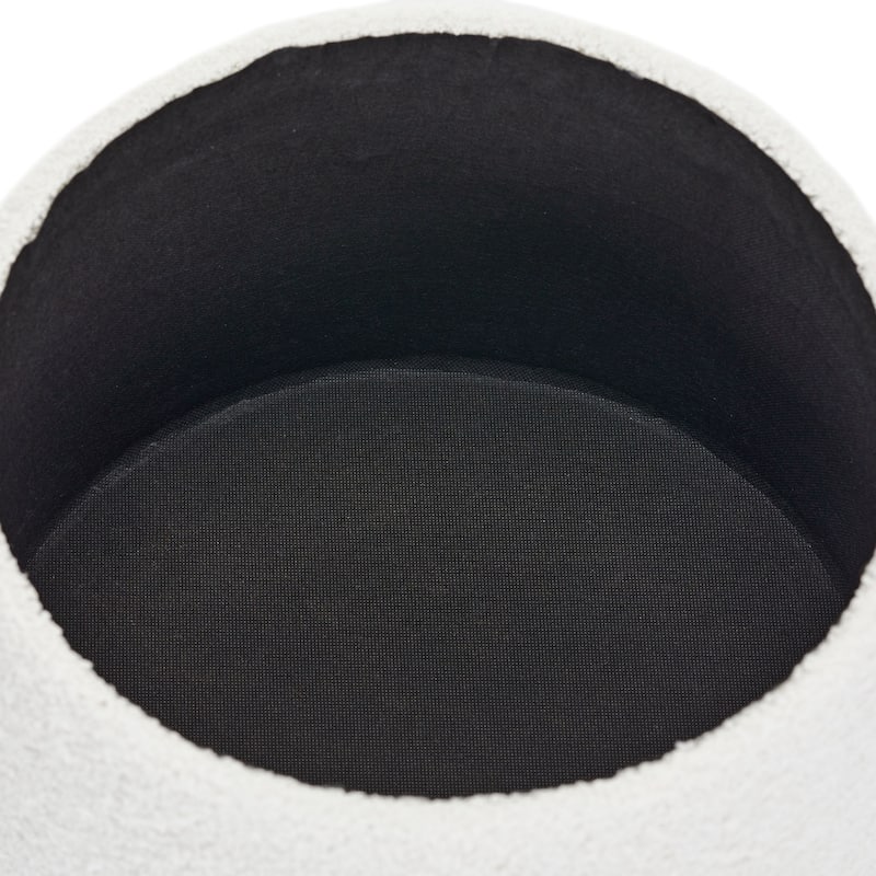 Modern Mushroom Round Ottoman with Storage and Plush Teddy Upholstery