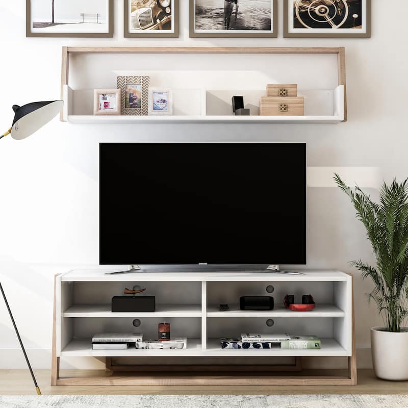 Isabelle Modern 2-Piece TV Console And Floating Shelf Set by Furniture of America