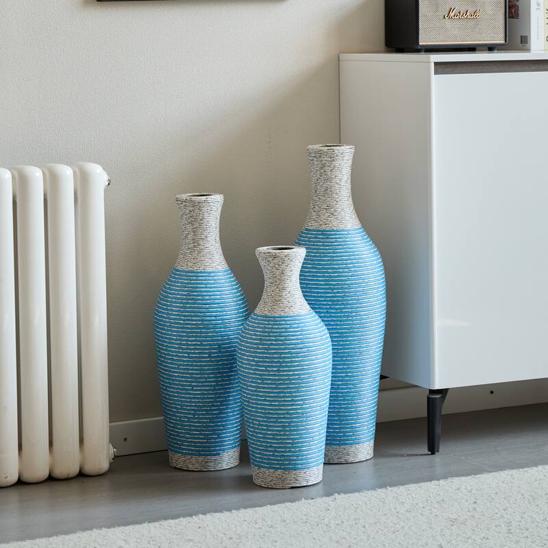 Desktop Vase, Brown Decorative Floor Vase, High Independent Flower Stand, Artificial Vine Vase, PVC Floor Vase, Set of 3