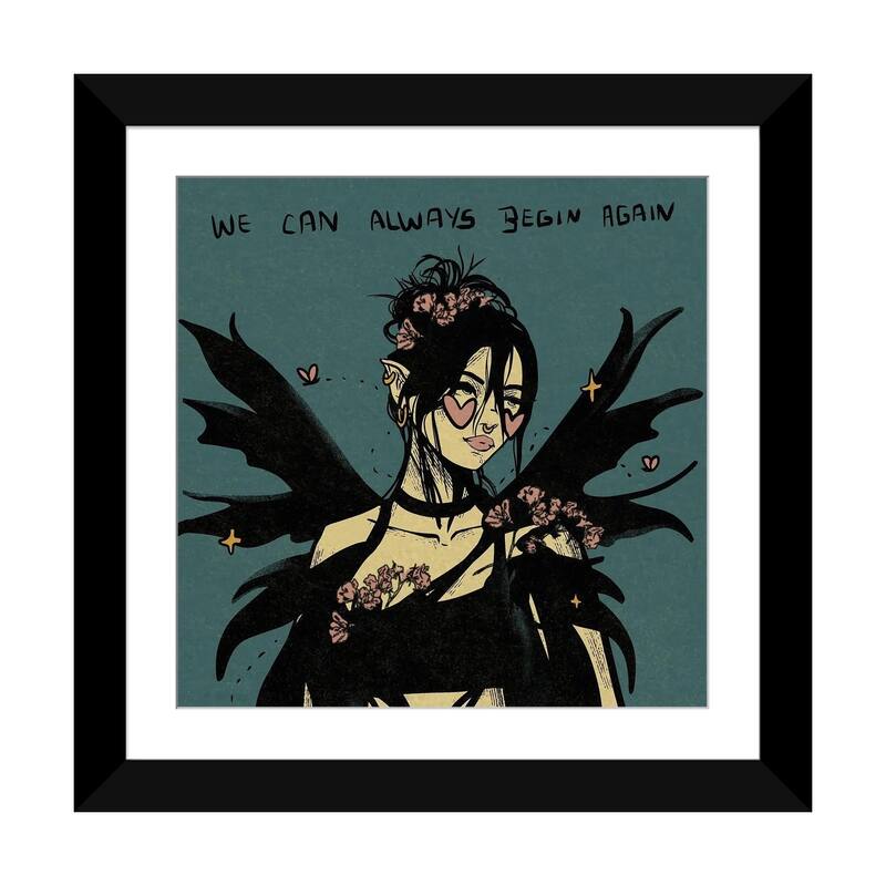 iCanvas "We Can Always Begin Again" by Illunatica - Black - 24x24x1