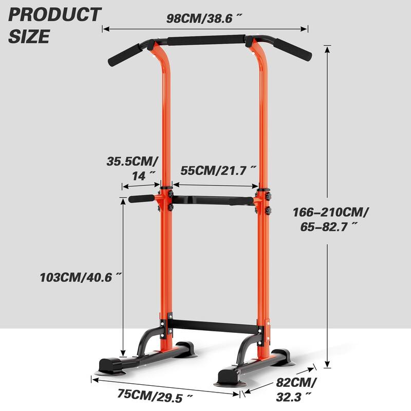 Adjustable Height Power Tower Pull Up Bar Station Home Gym Workout Equipment