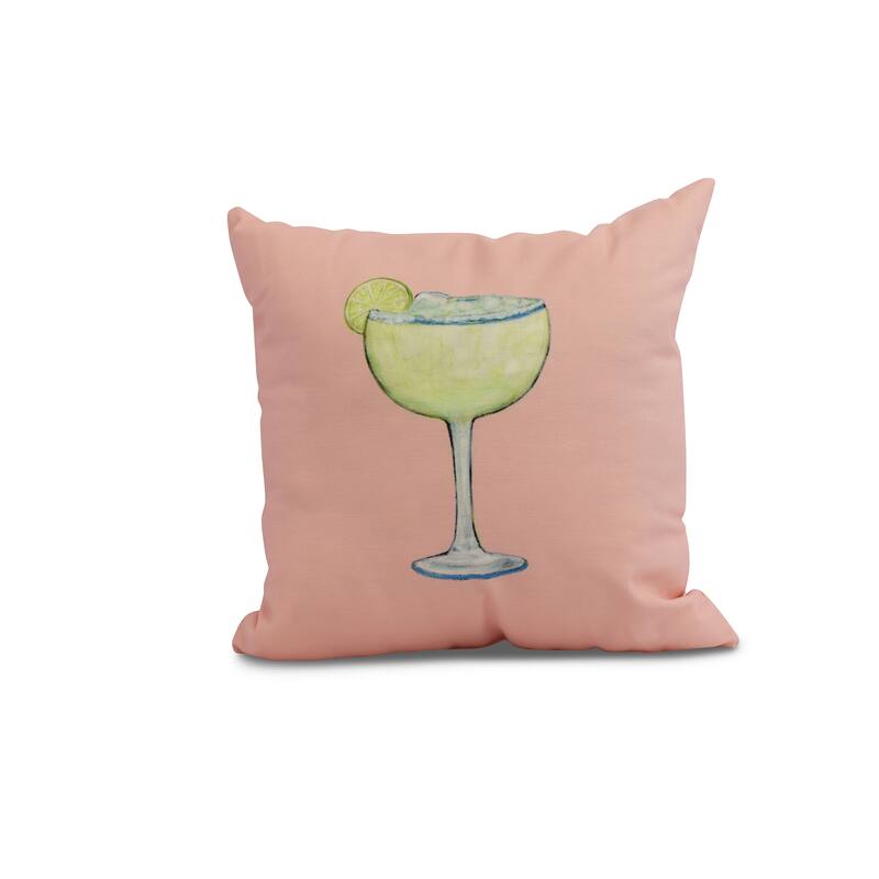 18 x 18 Inch Margarita Plain Geometric Print Outdoor Pillow - Coral