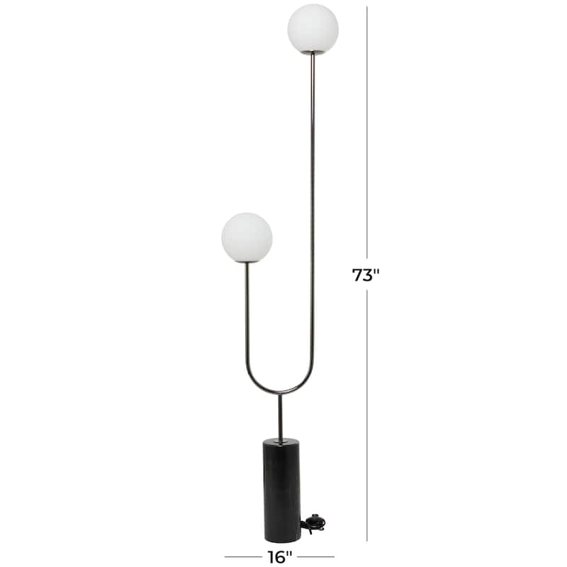 Marble Orb 2 Bulb Floor Lamp with Marble Base - 7"W x 16"L x 73"H