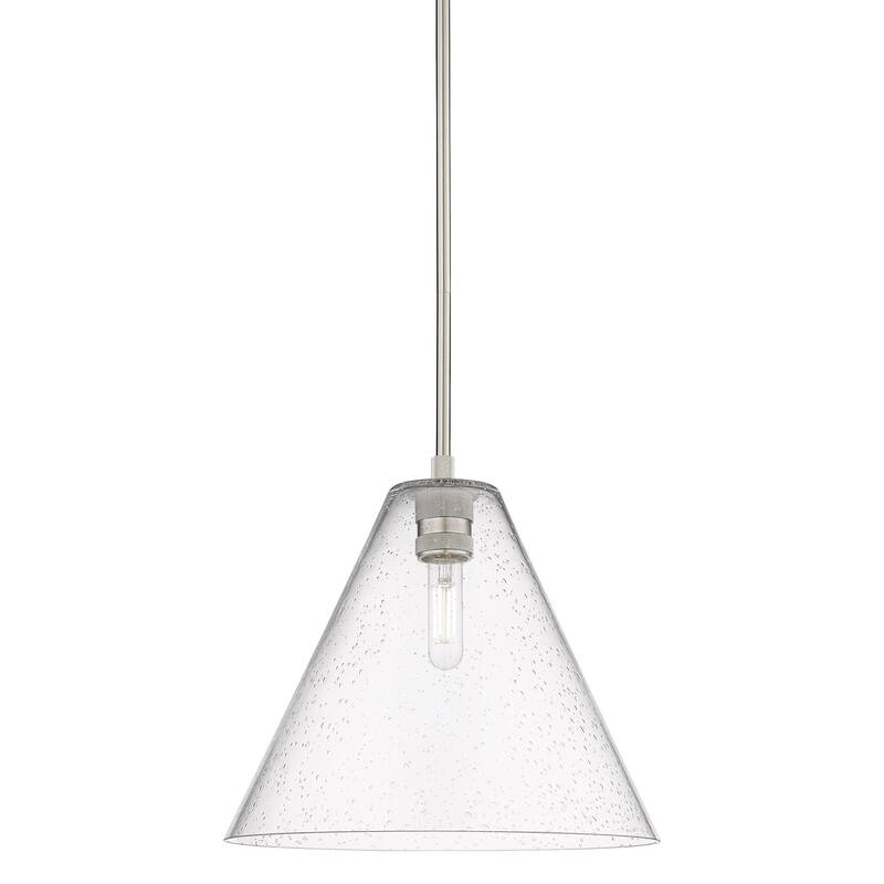 Innovations Lighting 434-1S-11-12 Crown Point Pendant Cone Crown Point - Satin Nickel / Seedy