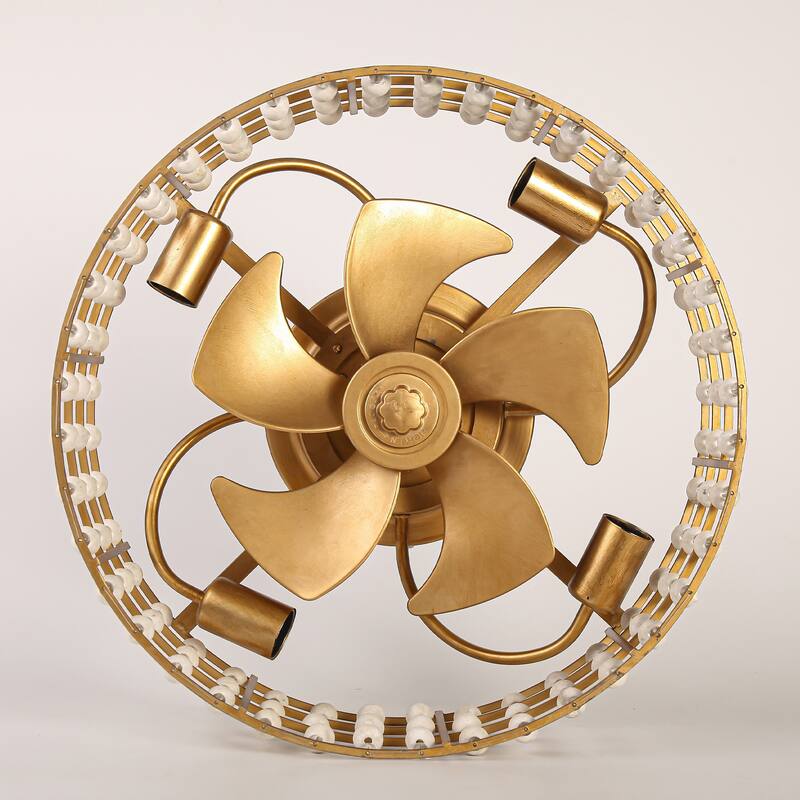 18" Bohemian Gold Caged Reversible Propeller Low Profile Smart Ceiling Fan with APP Control and Remote