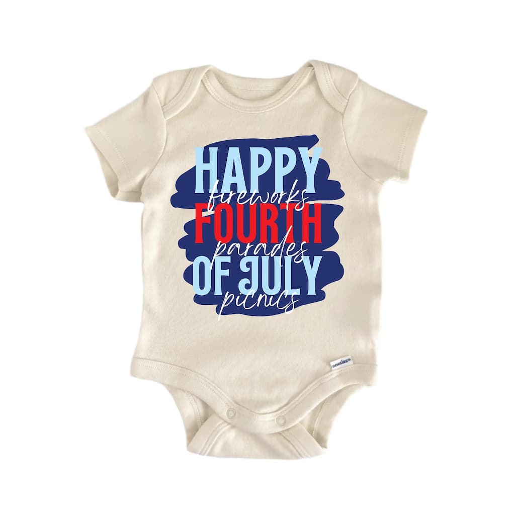 Happy Fourth Of July July 4th Patriotic - Baby Boy Girl Clothes Bodysuit