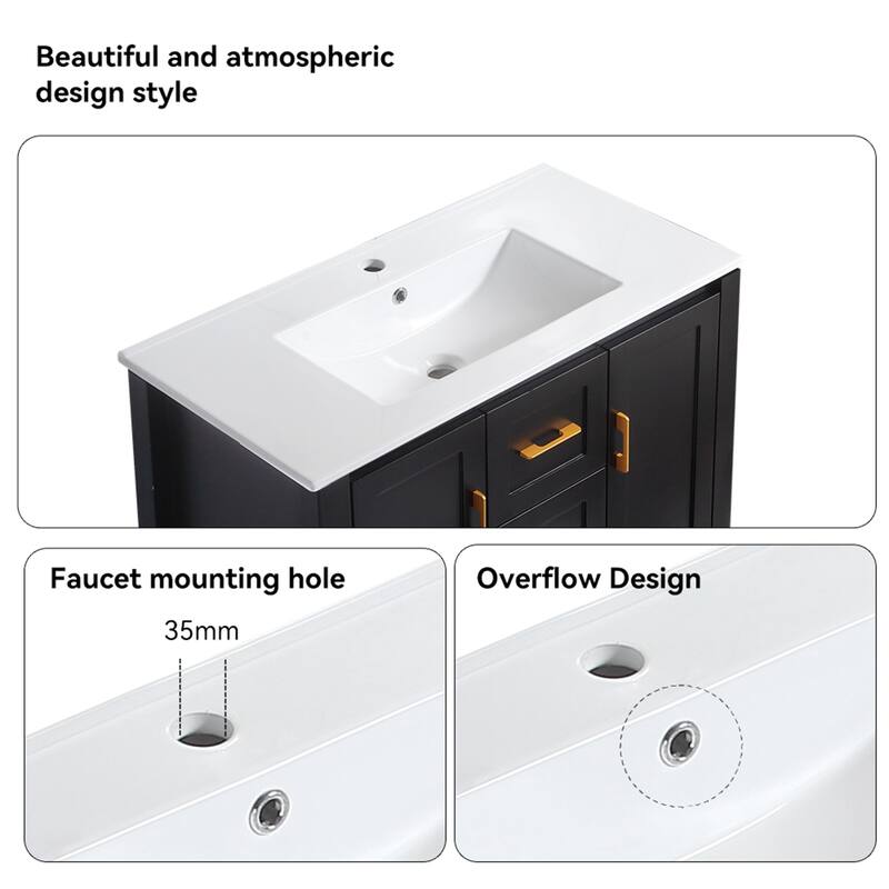 36"Freestanding Bathroom Vanity with Ceramic Sink