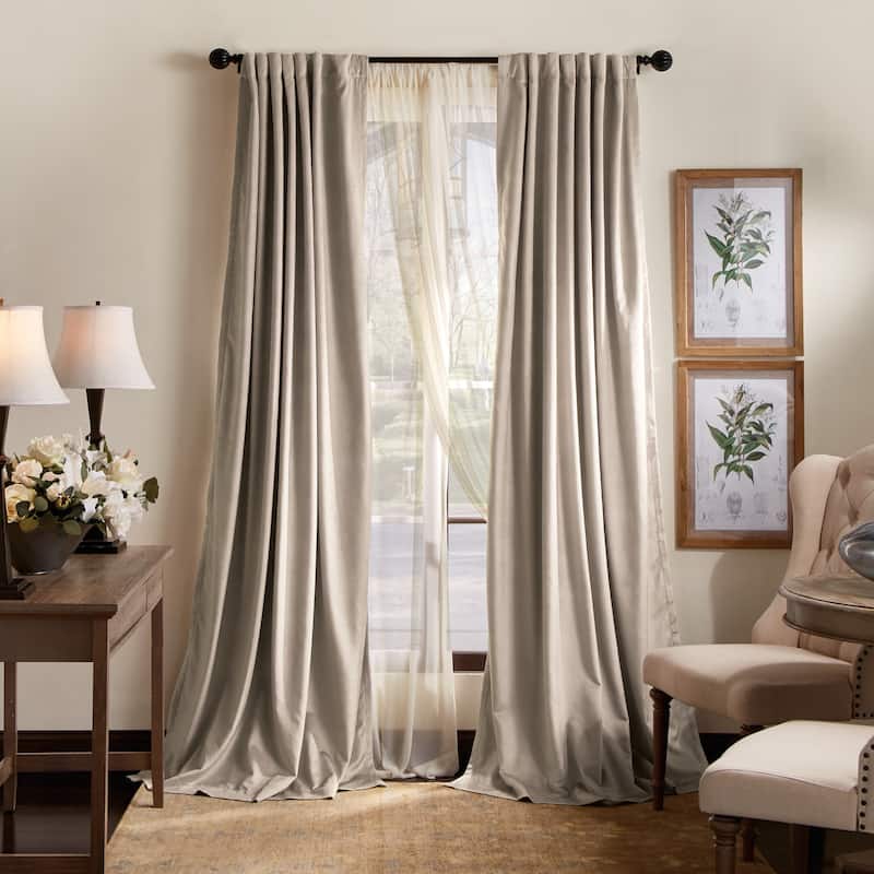 Martha Stewart Lucca Velvet Blackout Curtains - Panel Pair or Valance - 95-in - Linen