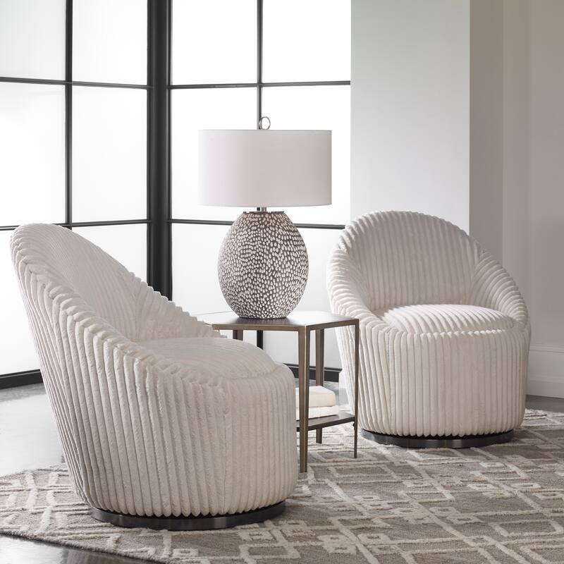 Uttermost Crue Ivory Swivel Chair