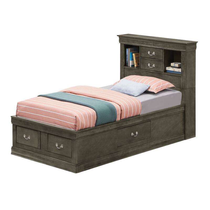 Glory Furniture Louis Phillipe Storage bed - Grey - Twin