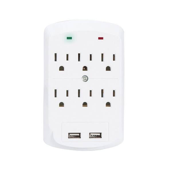 Shop 6 Wall Outlet With 2 Usb Ports Power Plug Surge Protector